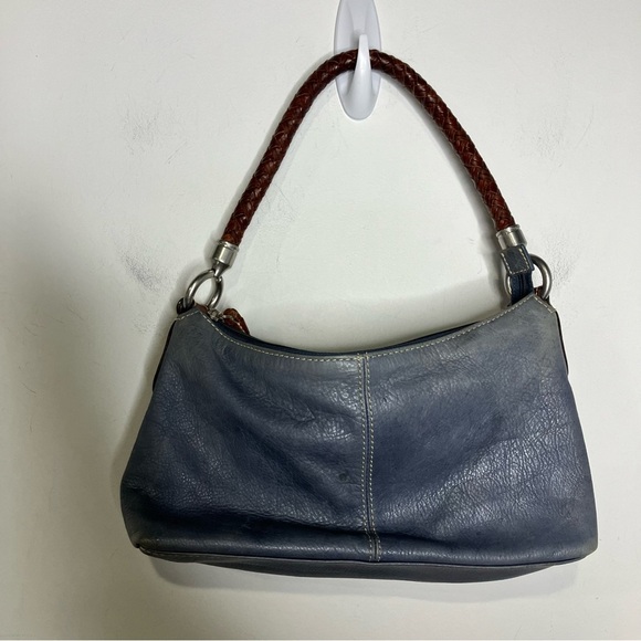 Fossil blue leather shoulder bag 12” x 6.5” x 3.75” - Picture 2 of 13